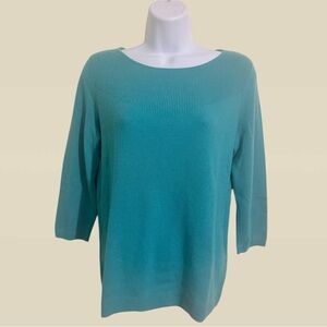 Talbots NEW 100% Pure Cashmere Size SP Sweater Aqua Blue Teal Crewneck MSRP $149